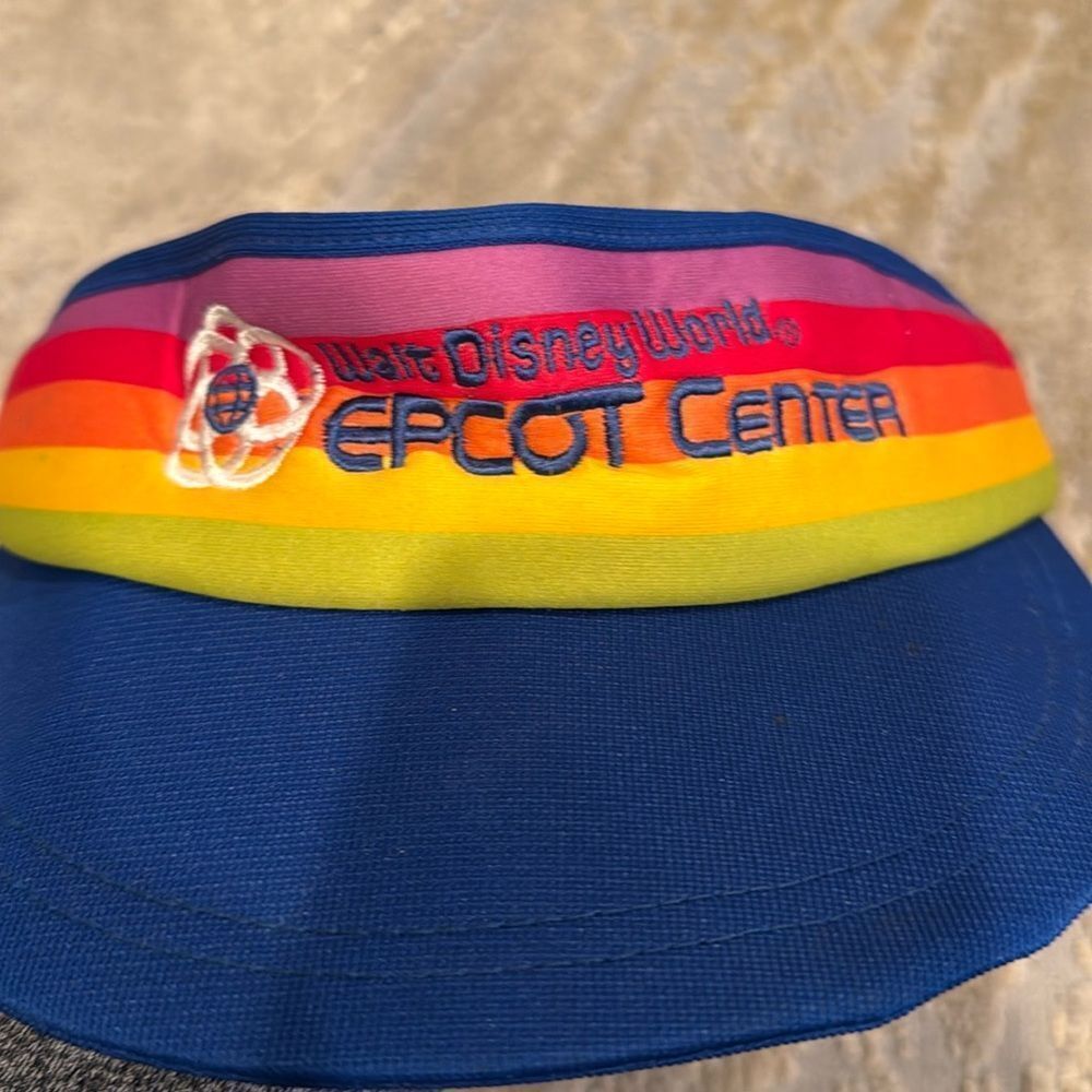 Vintage‎ Walt Disney World Epcot Center Rainbow Embroidered Visor Adjustable